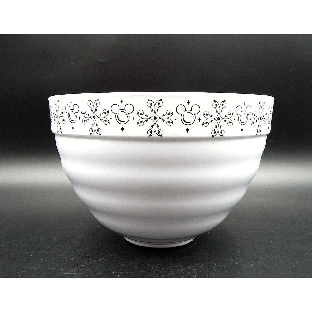 Disney Parks Mickey Melamine Serving Mixing Bowl White Red Interior 8-1/4 Inch